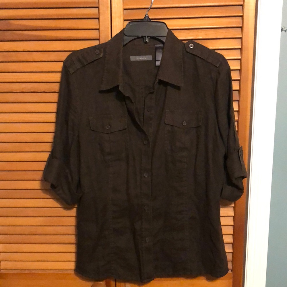 Liz Claiborne Linen Heavyweight button front shirt